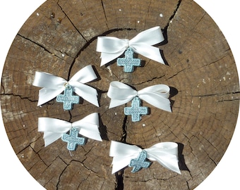 Witness Pins, Martyrika, Lace Cross for Christening (30pcs) with Wooden box