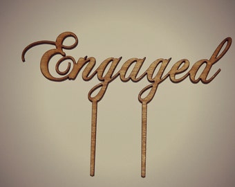 Wooden Rustic Engaged Cake Topper, Bridal Shower, Kitchen Tea, Engagement Party.