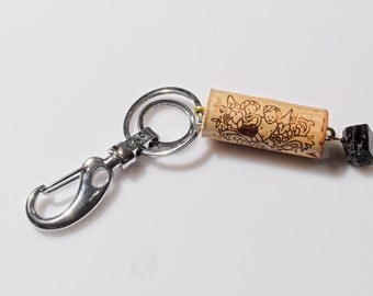 Men's Accessoires, Keychain for Men, Wine Lover's Key Fob, Guy's Bag Charm, Birthday Christmas Valentines Gift for Him, Stocking Filler