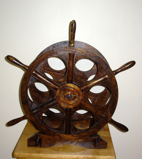 Nautical Ship's Wheel Wine Bottle Holder Rack