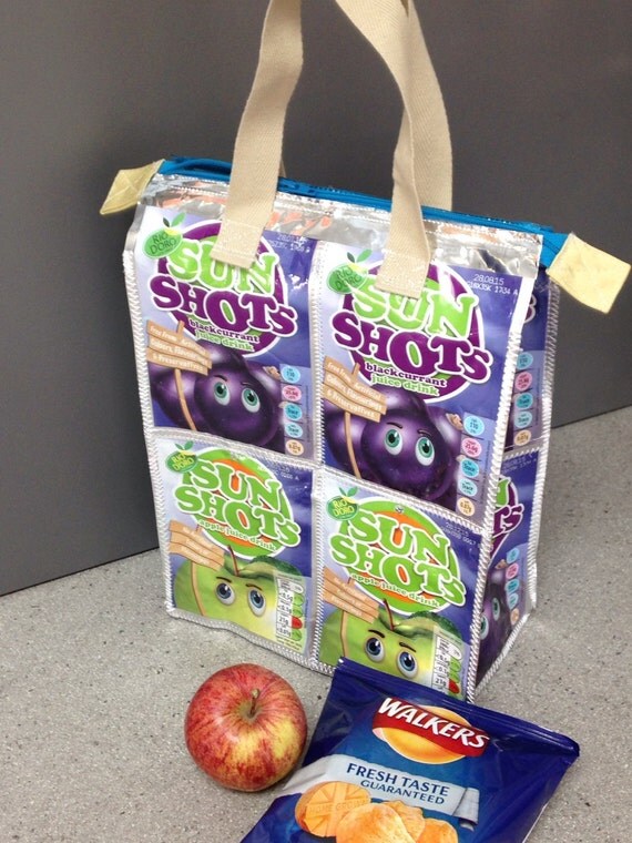 Recycled Lunch bag Fun upcycled lunchbox Eco friendly