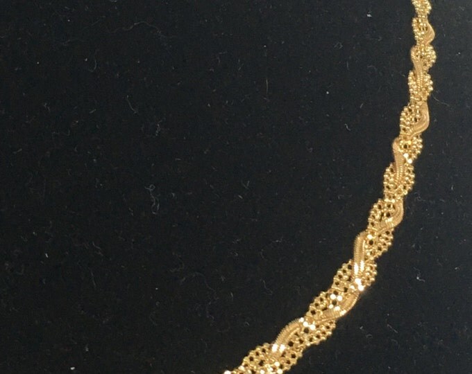 Storewide 25% Off SALE Vintage Heavy 14k Gold Woven Lace Beaded Turkish Chain Necklace Featuring Thick Textured Design Finish