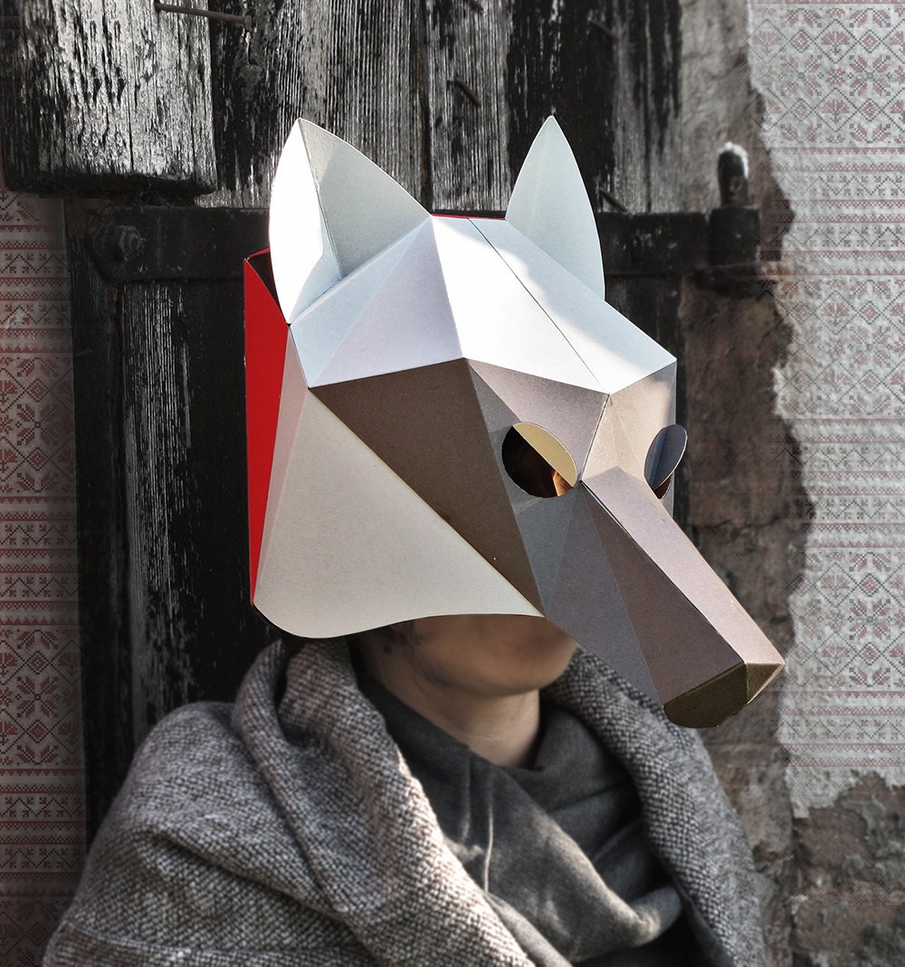 Wolf mask DIY Halloween Costume Paper creation PDF pattern