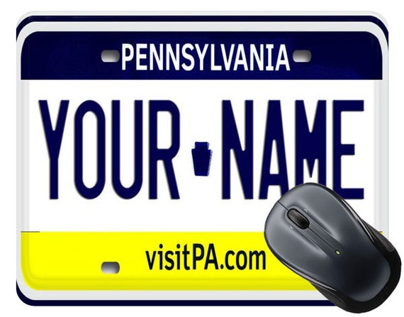 Personalized Custom Pennsylvania License Plate Square Mouse