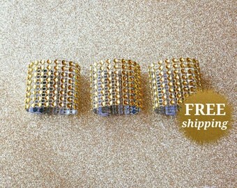Gold Bling Napkin Rings Rhinestone Napkin Rings Gold Napkin Ring Diamond Crystal Special Event Napkin Rings