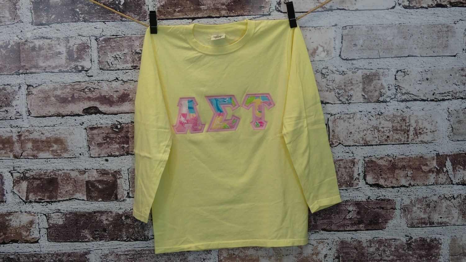 Alpha Sigma Tau Medium Banana Comfort Colors Long Sleeve Crew