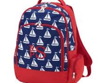 Sail Away Pink Stripe Finn Backpack Monogrammed Backpack Girls Boys Book bag