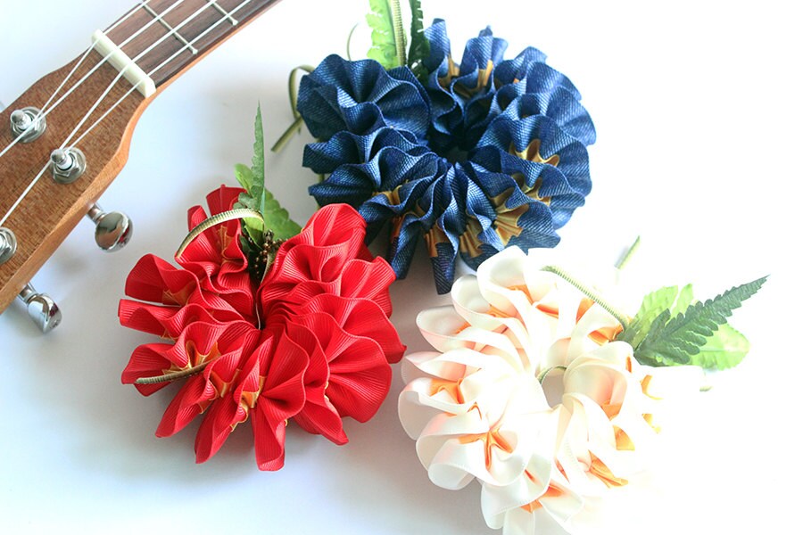ribbon lei for ukulele / plumeria 3 pcs F / ukulele
