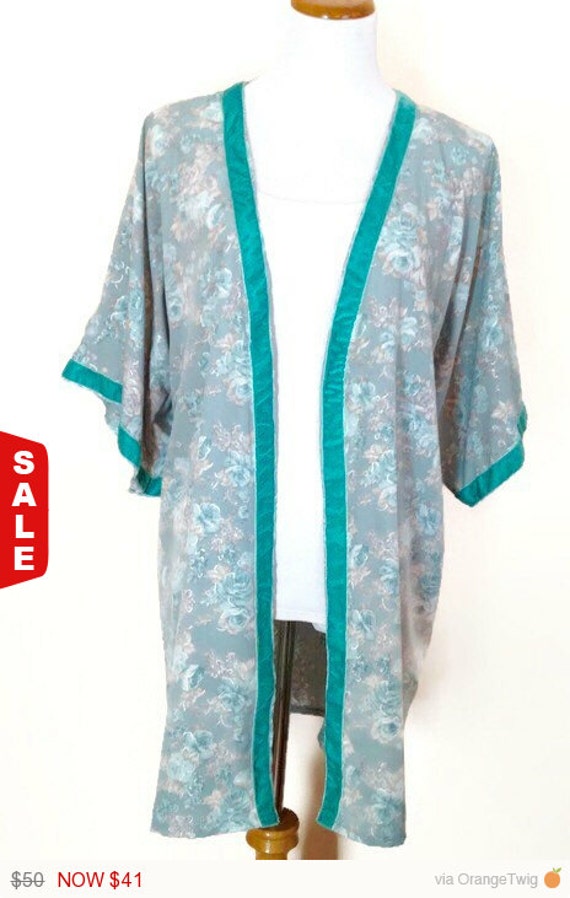 Sale BirthdayChicky Teal Green Silver Kimono by SewChickyBySai