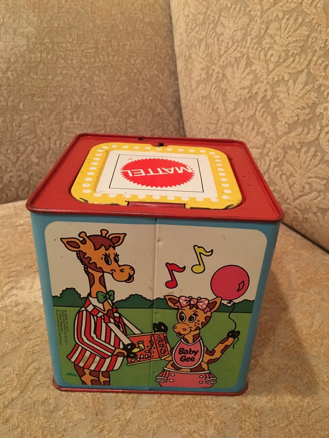 1975 Mattel Geoffrey Giraffe In His Music Box Toys R Us Metal