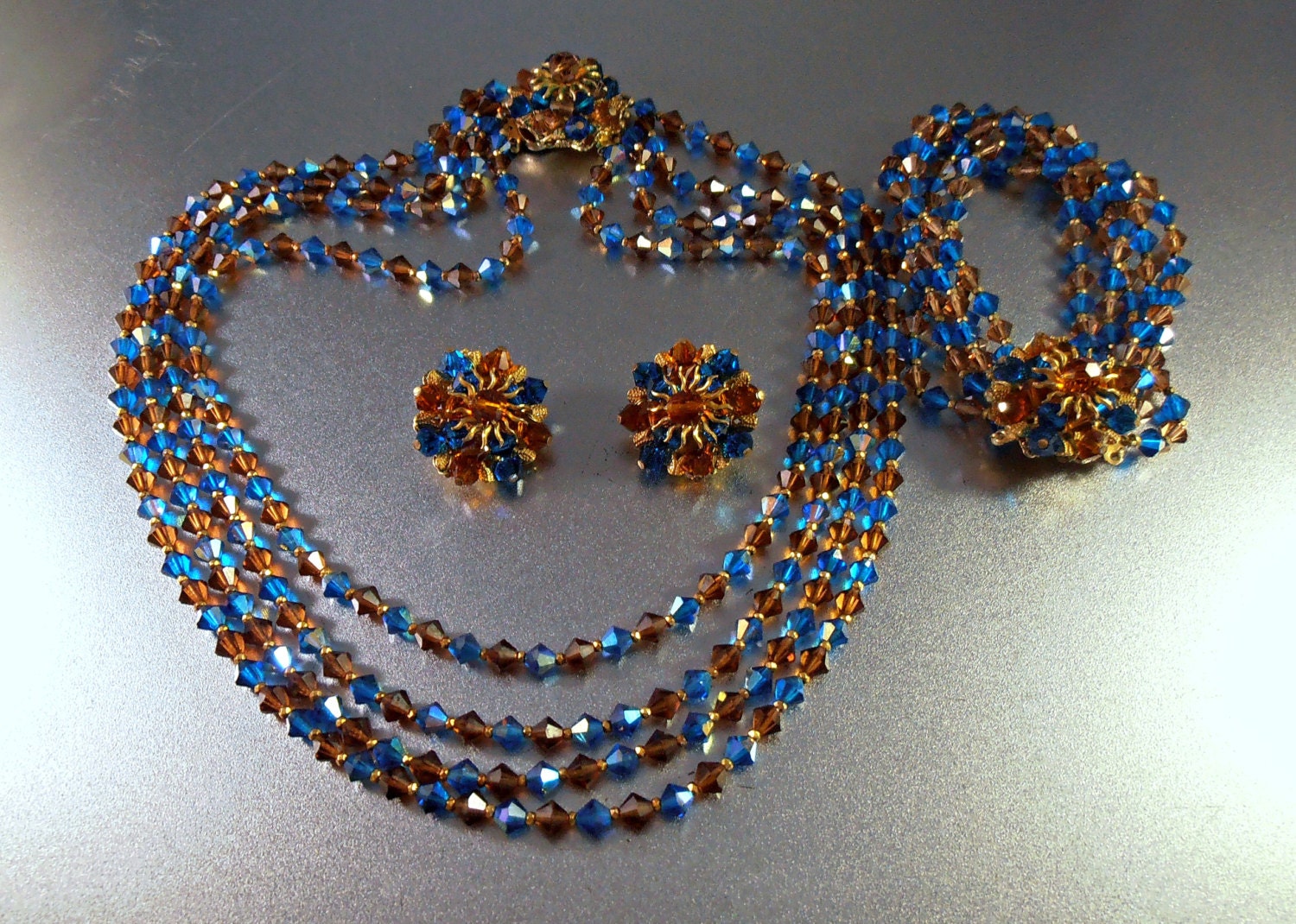 Eugene Necklace Bracelet Earrings Set Multi by LynnHislopJewels