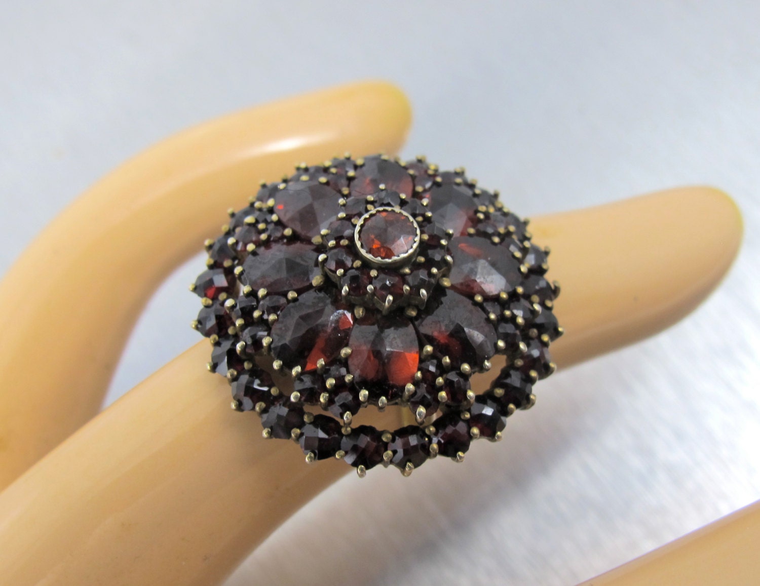 Bohemian Garnet Ring Antique Victorian Rose By TonettesTreasures