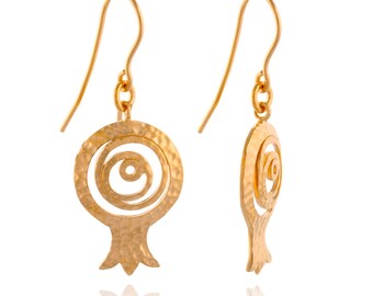 Pomegranate Earring --- Hand Hammered Sterling Silver
