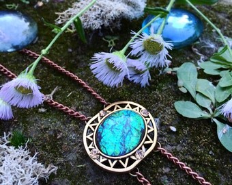 Mystical Color Changing Vintage Crystal Choker W/adjustable Bronzed Chain