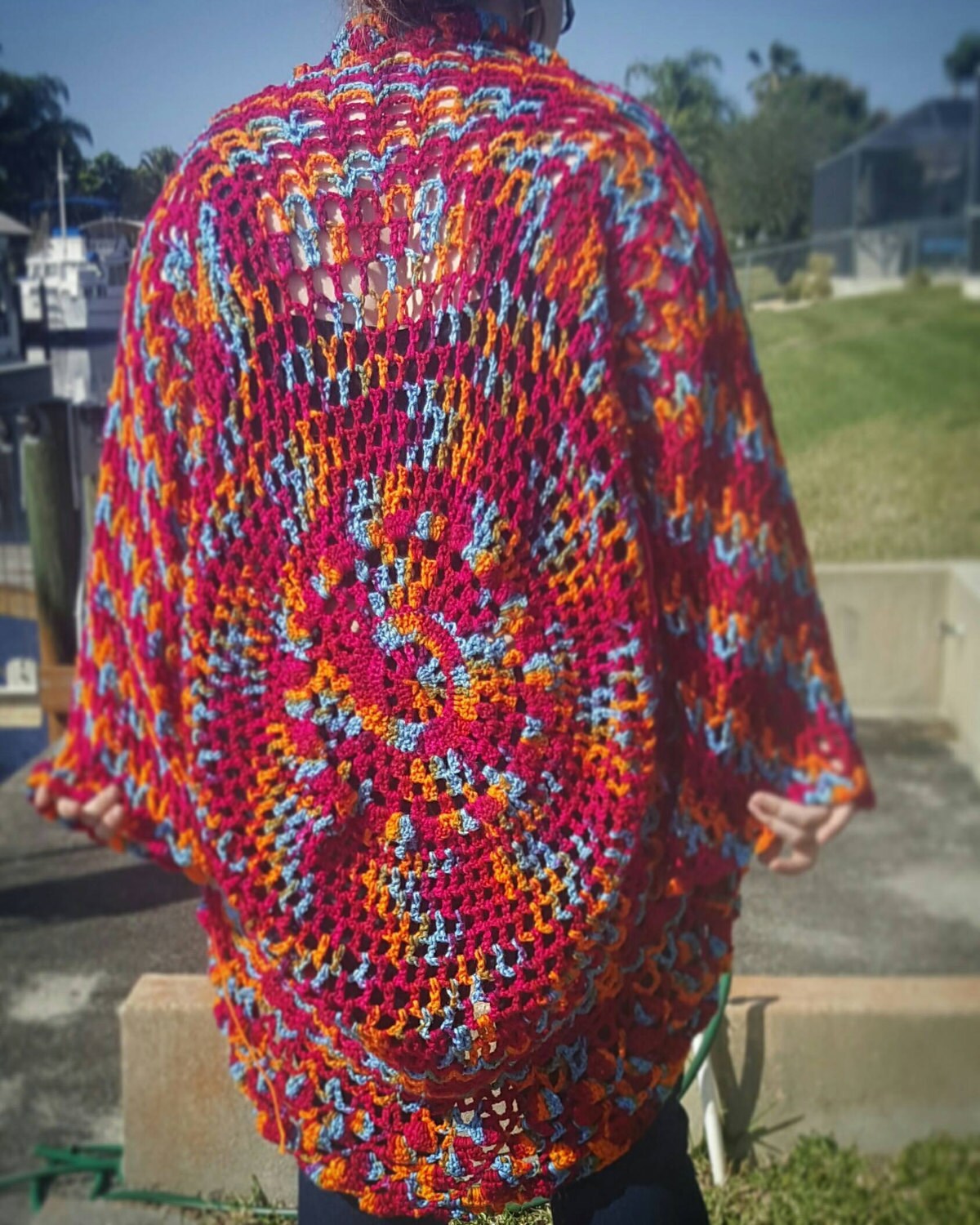 Hippie bohemian casual crochet rainbow custom handmade maxi