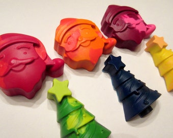 Set of 6 Colorful Christmas Crayons