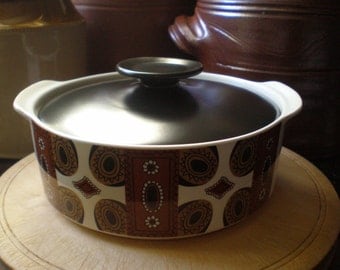 J & G Meakin Studio "Maori" Design Tureen/Serving Dish 1960s Retro Tableware England