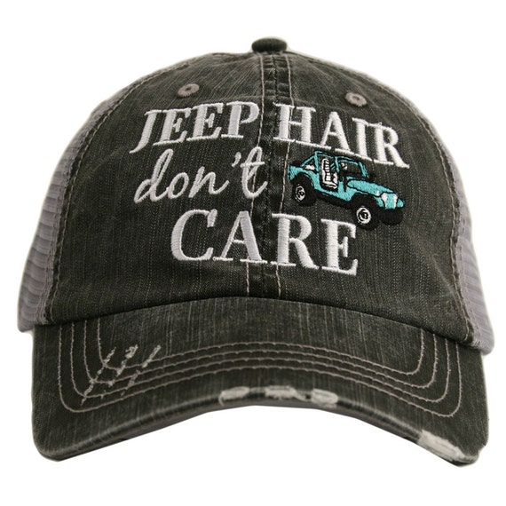 Jeep Hair Don't Care Distressed Trucker Hat