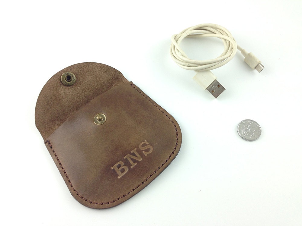 Earphone case earbud holder earbud pouch by TAleatherworks on Etsy