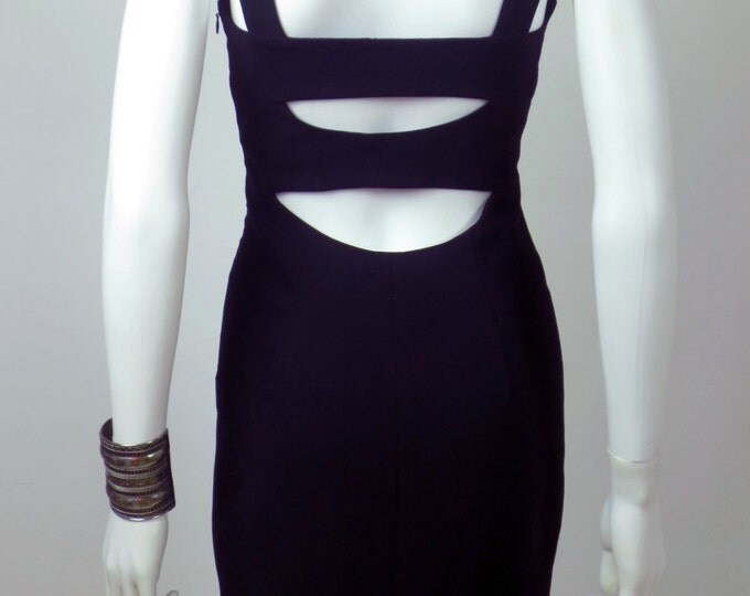 90s architectual avant garde designer luxe asymmetrical stretch crepe dress