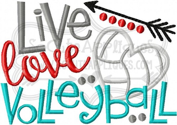 Download Embroidery design 5x7 6x10 Live love volleyball