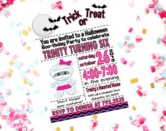 HALLOWEEN Birthday Invitation, PRINTABLE Kids Halloween Party Invitation, Costume Party Invitation, Halloween Birthday Party Invitation Girl