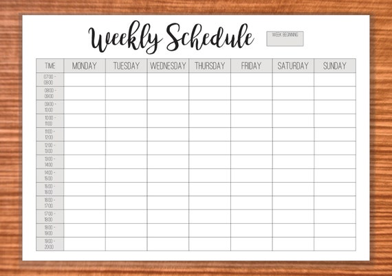 Printable Weekly Schedule Weekly Timetable A4 and US
