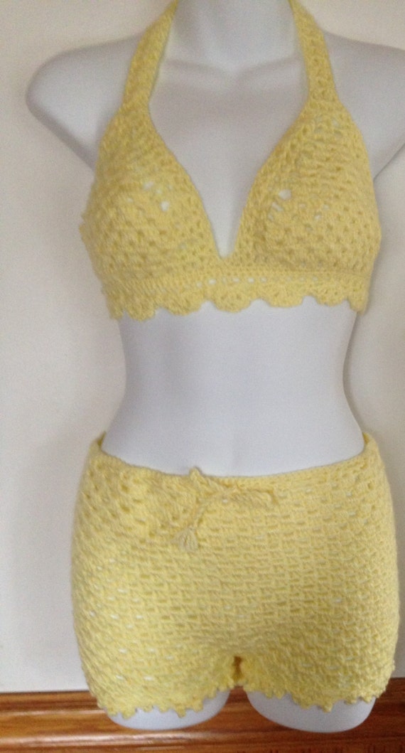 Crochet Yellow Bikini Crochet Set Swimsuit Bathing Suit