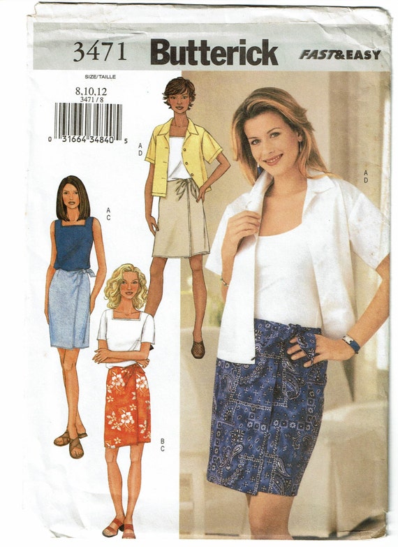 Butterick Pattern 3471 Fast & Easy Misses Shirt Top Skirt