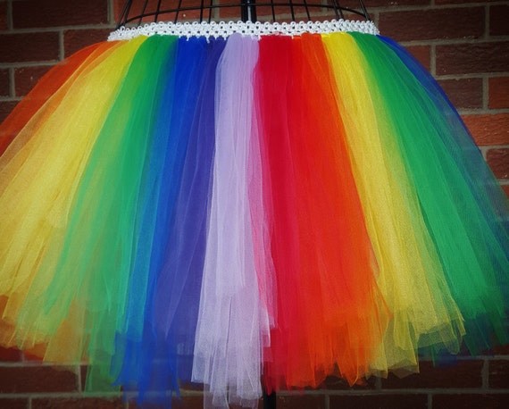 Adult Rainbow Tutu Womens Tulle Skirt Costume By Claragcreations 