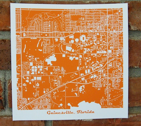 University of Florida Map Art Print Gainesville by MapOfHome