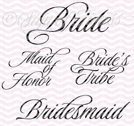 Items similar to Bride SVG, Wedding SVG, Bride Words, Bridal Party, File For Bride Shirts, DFX ...