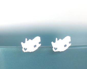 South Africa Earrings, South African Jewelry, Silver Africa Studs, Any county earrings, Cape Town, Ethiopian pride