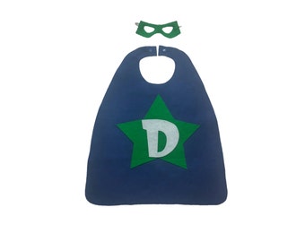 Superhero cape and mask set for kids - personalized birthday gift - super hero party favor - Christmas present - Halloween costume