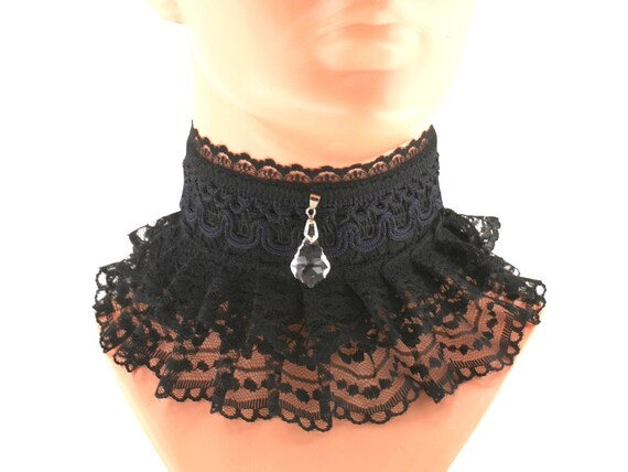 evening collar necklace black lace gothic choker burlesque