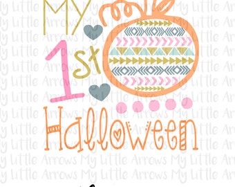 My 1st halloween SVG, DXF, EPS, png Files for Cutting Machines Cameo or Cricut - first halloween svg - baby girl svg - pumpkin svg - aztec