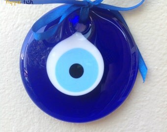 Evil Eye wall hanging, eye charm, good luck charm, nazar, talisman, Greek, Turkish, coastal, home decor, ftou ftou, mati, blue glass eye
