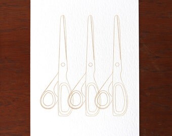 A4 Letterpress print - Scissors - Limited Edition - Hand-printed - Unframed
