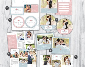 photography marketing set, photography marketing template, brand set for new photographer, photography logo, gift certificate, wedding
