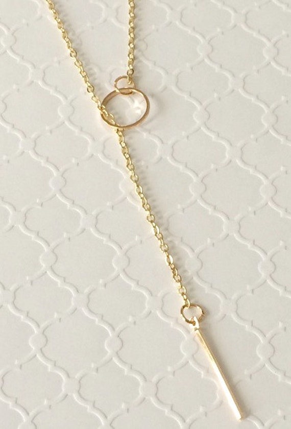 SALE Gold Lariat Necklace Minimalist/Simple by DashkaDesigns