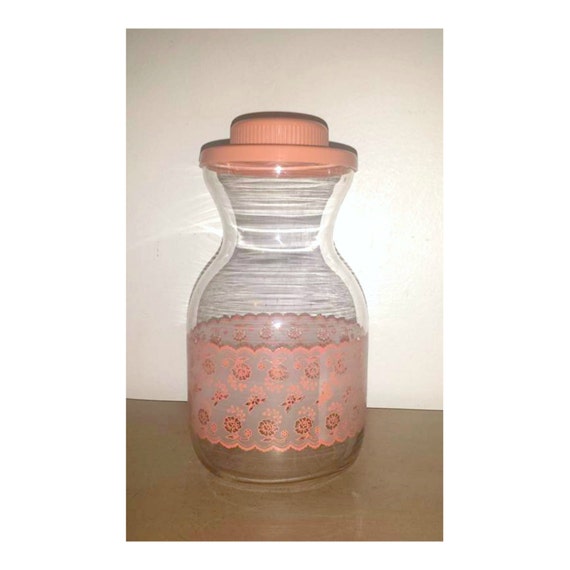 Vintage Glass Carafe Pink Pitcher Mauve Glass by JunkYardBlonde