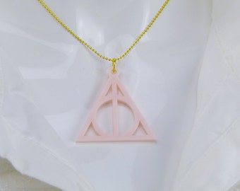 A Symbol to Represent Deathly Hallows Necklace (Harry Potter Inspired)(Pink)
