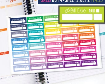Planner Stickers Erin Condren Life Planner (Eclp) - 40 Bill Due Budget Tracker Money Stickers (#6027)
