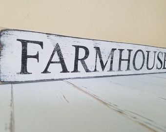 FARMHOUSE sign-Rustic painted wood FARMHOUSE, Farm decor, distressed FARMHOUSE sign, Wood farm decor, Farmhouse decor, Farmhouse sign