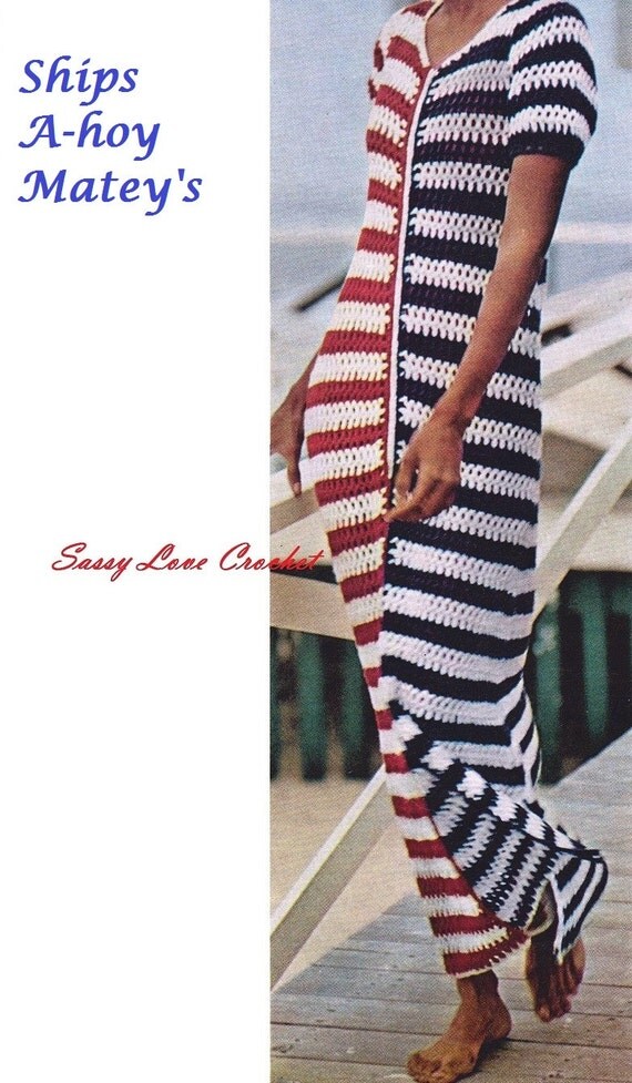 Crochet Caftan TriColor Coverup PATTERN Ladies'