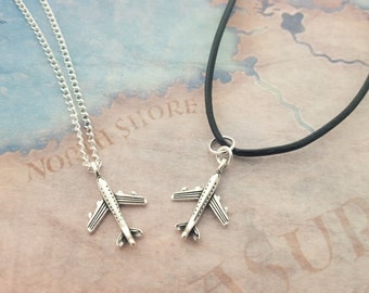 Aeroplane Necklace, Travel Jewellery, Plane Necklace, Aircraft Jewelry, Flying Pendant, Silver Jet Charm, Vacation Necklace, Journey Gift