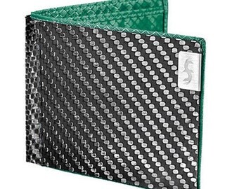 Common Fibers Mens Max Green Real Carbon Fiber Bifold Wallet with RFID Credit Card Protection (Green)