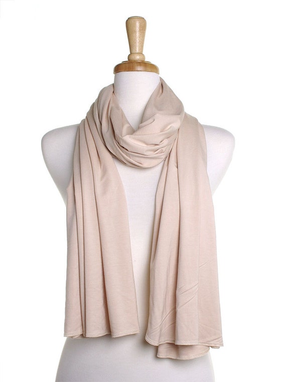 Nude Beige Jersey Scarf / Oversize Scarf / Autumn Scarf / Gift