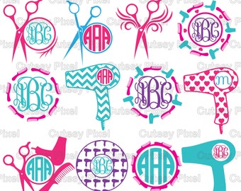12 Hairdresser svg, Salon svg, Monogram Frames Svg cutting file, beauty salon svg, Cricut Design Space, Silhouette Studio, Digital Cut Files