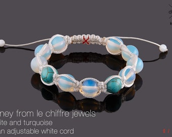 Sidney opalite and turquoise shamballa bracelet